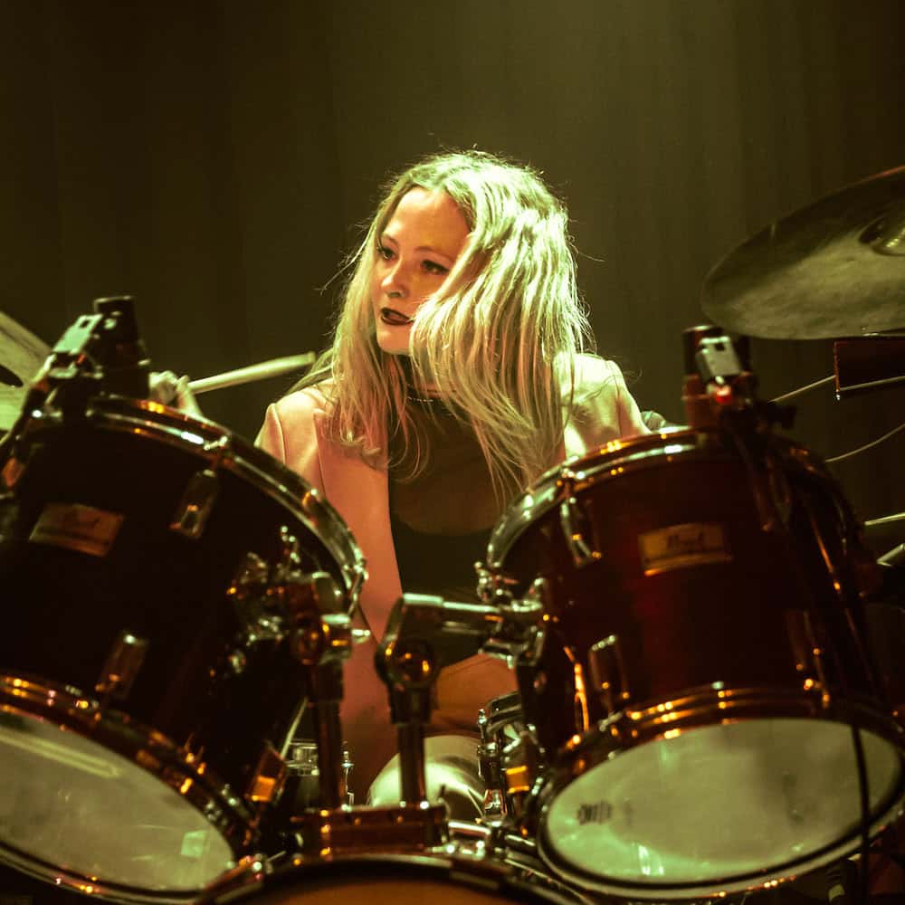 New Cross drum teacher Martha Daniels performing at her drum kit
